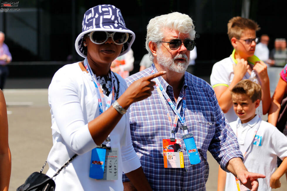 ... oder auch George Lucas, der mit Ehefrau Mellody Hobson kommt und sich wie schon so oft als fachkundiger Fan erweist. Unter anderem stattet der 