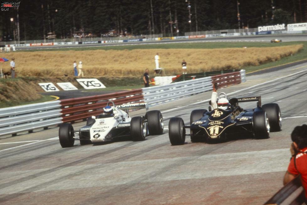 Fünf Piloten durften in Österreich ihren allerersten Grand-Prix-Sieg bejubeln: Lorenzo Bandini (1964), Vittorio Brambilla (1975), John Watson (1976), Alan Jones (1977) und Elio de Angelis (Foto: 1982). Für Bandini und Brambilla blieb es bei diesem einen Erfolg in der Formel 1.