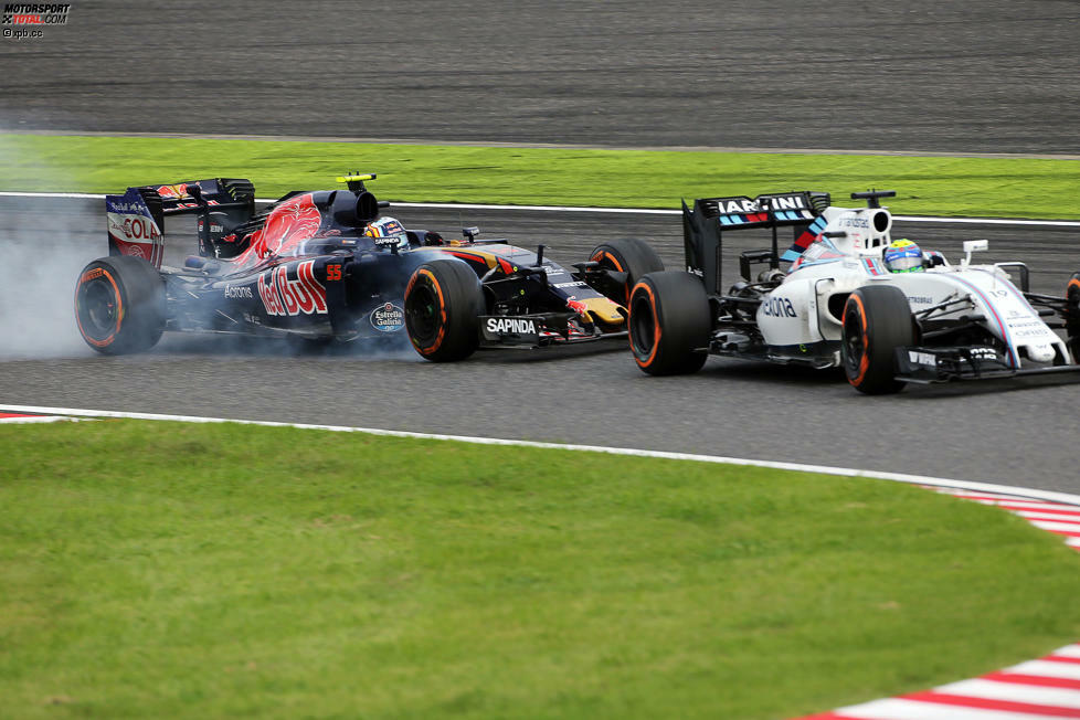 Eines der Highlights: Im Kampf um Platz zehn setzt sich Carlos Sainz (Toro Rosso) gegen Massa zunächst extrem hart zur Wehr. Dass es in Kurve 1 nicht kracht, ist der Besonnenheit des Williams-Routiniers zu verdanken. Der geht wenig später trotzdem vorbei und wird am Ende Neunter. Sainz muss sich mit P17 begnügen.