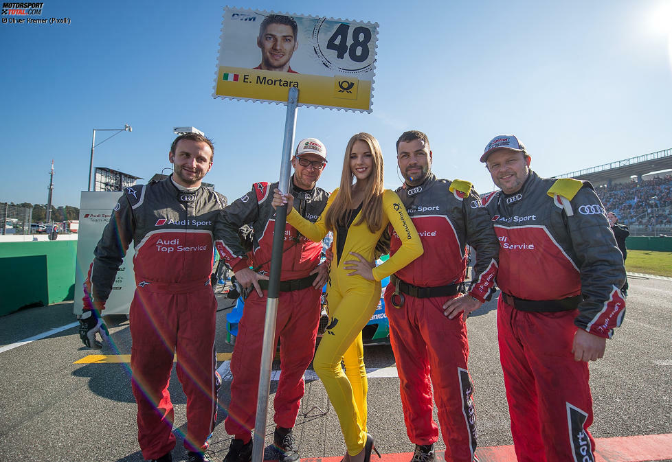 Die Crew von Vizechampion Edoardo Mortara sicherte sich vor dem wichtigen Finale schnell noch ein Foto...