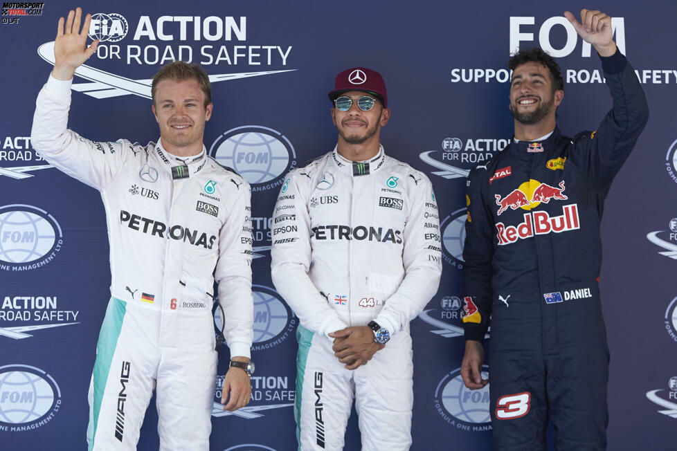 Bis Q1 dominiert Seriensieger Nico Rosberg, der in Barcelona um seinen achten Triumph hintereinander kämpft, das Wochenende. Aber in Q2 und Q3 packt Lewis Hamilton den Hammer aus und sichert sich überlegen die Pole-Position. Überraschend: Ferrari steht nach starker Performance am Freitag nur in Reihe drei.