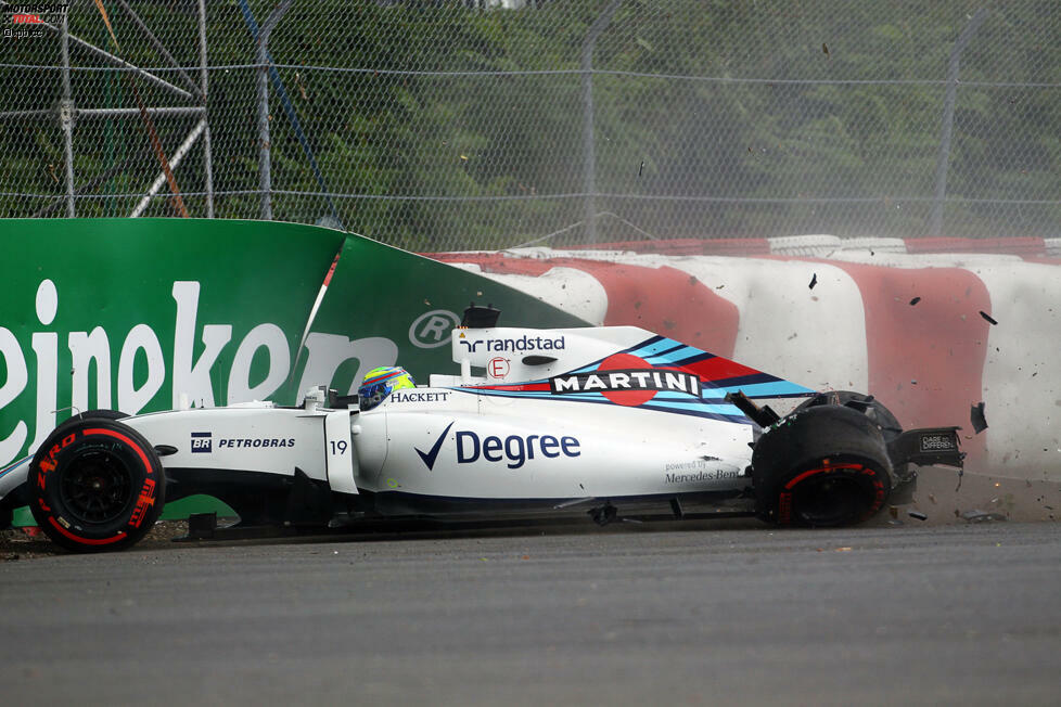 Dabei beginnt das Wochenende für Williams bescheiden: Bei Felipe Massa streikt am Freitag das DRS, beim Bremsen fehlt Anpressdruck. Also crasht er genau dort, wo er 2014 mit Sergio Perez kollidiert ist: im Senna-S. Bitter: Die Updates sind nicht doppelt vorhanden. Das kostet von nun an zwei Zehntelsekunden pro Runde.