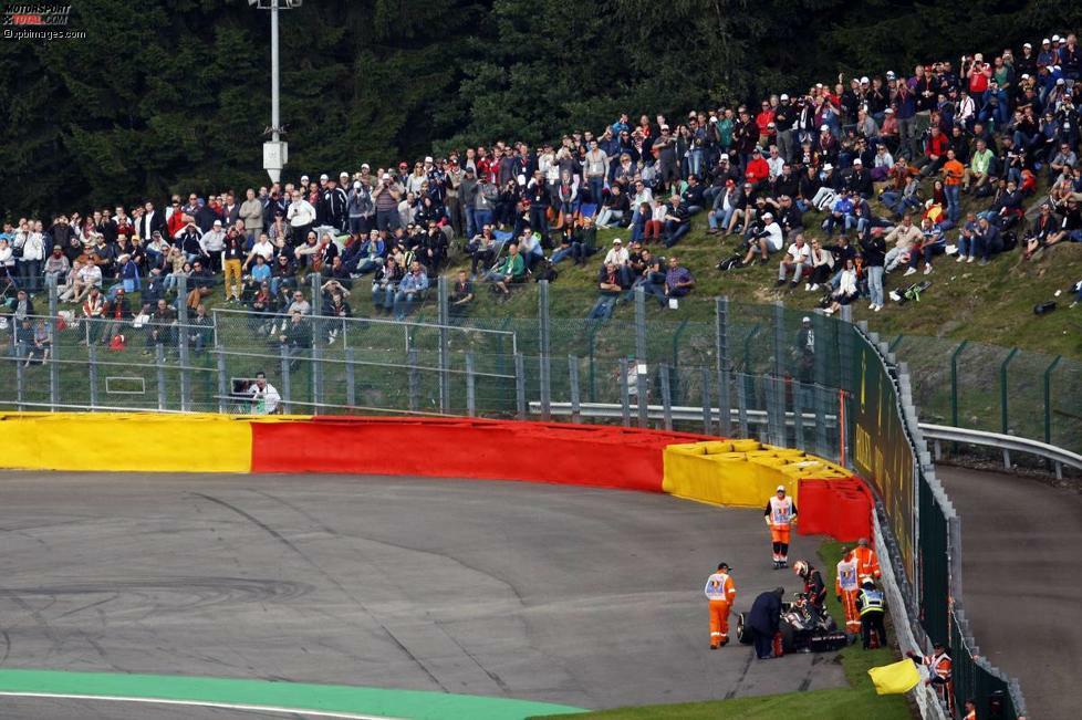 Belgien-Grand-Prix (2014): Abflug und Einschlag in der Puhon-Kurve.