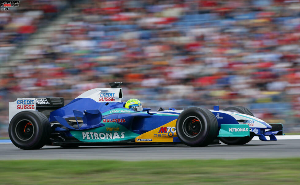 Grand Prix von Deutschland 2005 - P8: Massa kehrte 2004 zurück zu Sauber, kämpfte aber oft mit stumpfen Waffen gegen übermächtige Gegner. Dennoch gab es Erfolge: Platz vier in Monaco, Rang fünf in Montreal. Mit einer bärenstarken Fahrt in Hockenheim 2005 überzeugte er abschließend auch alle Kritiker. Ferrari nahm ihn unter Vertrag.
