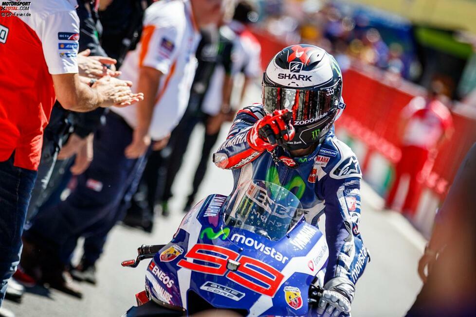 Mugello: Jorge Lorenzo (Yamaha) - Auch zwei Wochen später in Italien triumphiert der Spanier und baut seine WM-Führung damit aus. Was er da noch nicht ahnt: Es wird das letzte Mal in diesem Jahr sein, dass er in der Meisterschaft ganz vorne steht.