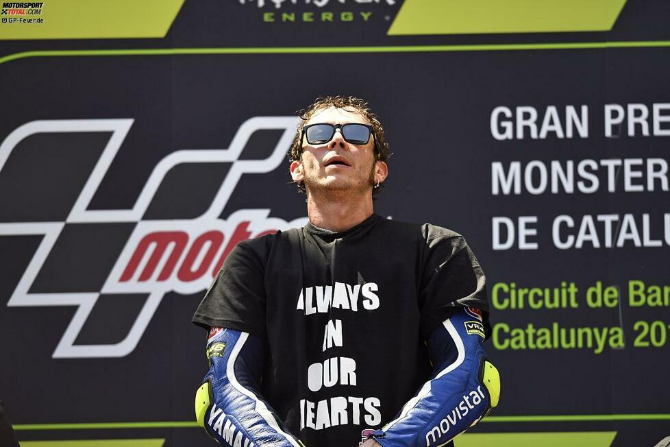 Barcelona: Valentino Rossi (Yamaha) - Kein großer Jubel beim zweiten Saisonsieg des Altmeisters. Das Rennen wird vom Tod von Luis Salom überschattet. Randnotiz: Marquez schnappt sich mit Platz zwei die WM-Führung. Er wird diese bis zum Saisonende nicht mehr abgeben.