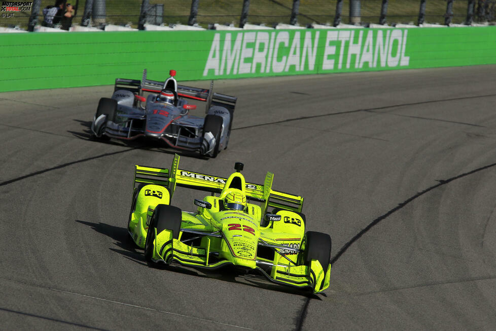 Iowa: Gegen den überlegenen Josef Newgarden können die Penske-Piloten nichts ausrichten. Will Power wacht jedoch auf, als es drauf ankommt, und holt den zweiten Platz. Dabei überholt er auch Simon Pagenaud, der sich mit Rang vier abfinden muss.