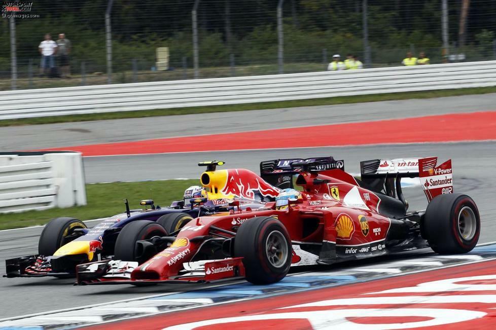 Bei der bislang letzten Hockenheim-Ausgabe bewiesen Daniel Ricciardo und Fernando Alonso, dass der Kurs von Hermann Tilke wie gemacht für tolle Zweikämpfe ist.