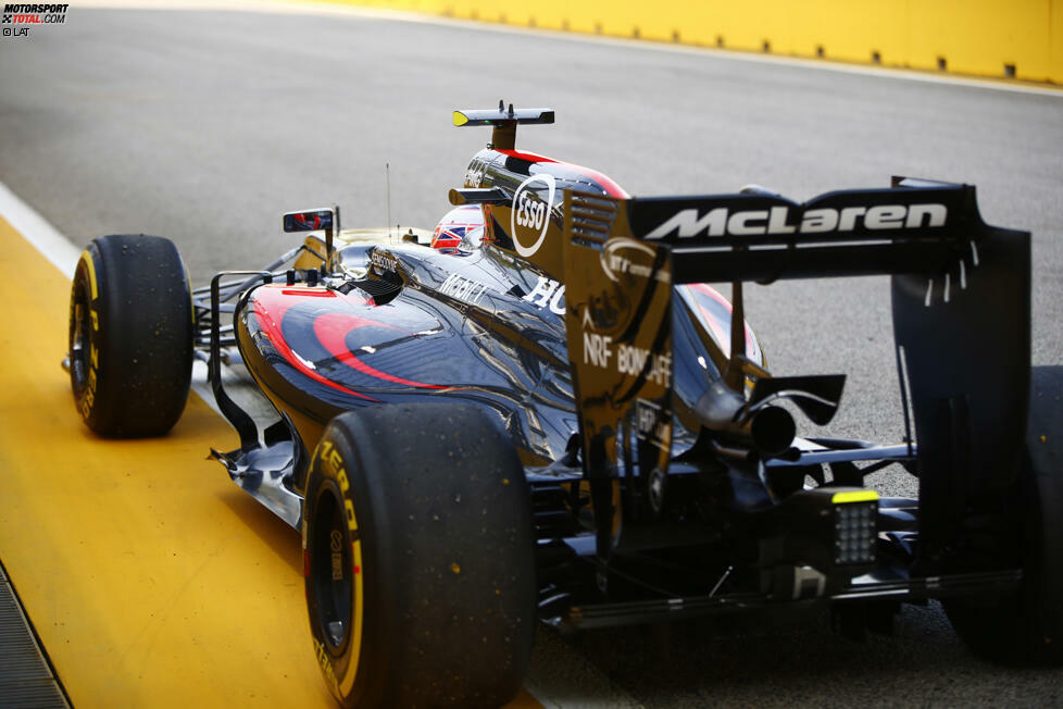 Im Heck setzt man auf die Toro-Rosso-Lösung mit am Ende geöffneten Lüftungsschlitzen auf der Endplatte. Diese leiten Hochdruck-Luft an die Flügelspitze und verhindern Wirbel und somit Luftwiderstand.