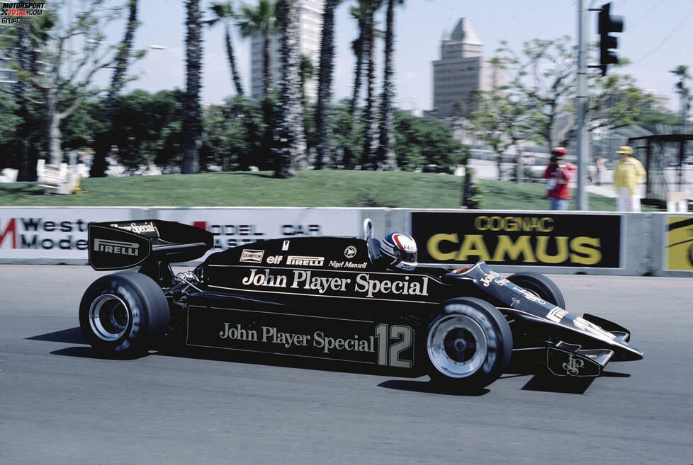 Rio de Janeiro (Brasilien) 1983: Nigel Mansells Lotus 92 ist das erste Auto mit aktiver Radaufhängung und der letzte große Wurf von Colin Chapman vor dessen Tod.