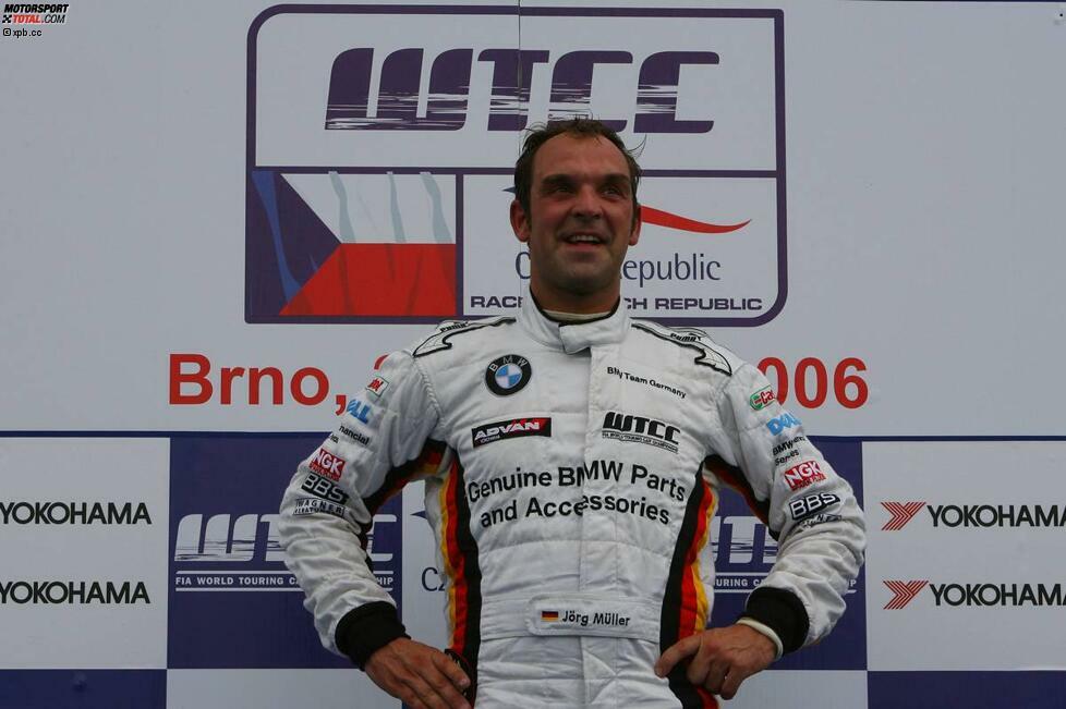 Platz 8: Jörg Müller - 10 Siege: Der stets gut gelaunte Rheinländer ist der erfolgreichste WTCC-Pilot aus Deutschland. Zwischen 2005 und 2010 gewann er als BMW-Werksfahrer zehn Rennen und verpasste 2006 den WM-Titel nur um zwei Punkte.