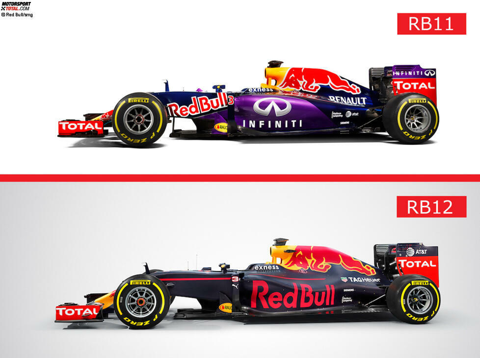 Red Bulls RB11 und RB12 sehen sich sehr ähnlich: Kein Wunder, schließlich verfügen die Österreicher ihren eigenen Aussagen zufolge über eines der besten Chassis im Feld. Die Änderungen sollen sich unter der Karosserie abspielen und den Renault-Antriebsstrang, der jetzt auf den Namen TAG Heuer hört, betreffen.