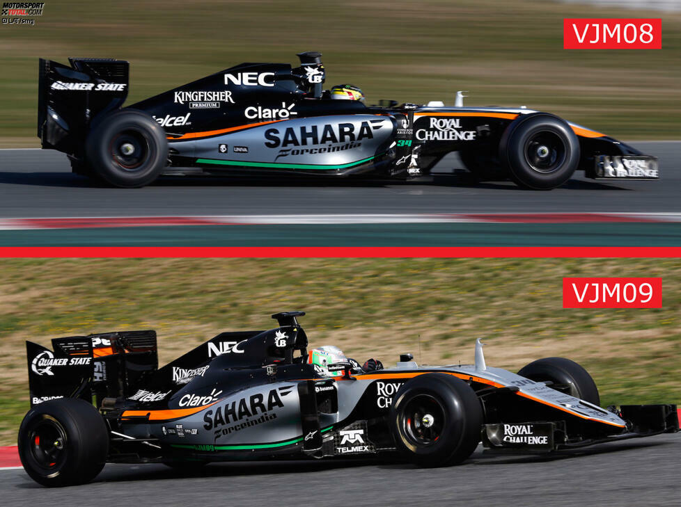 Selbst das geschulte Auge hat Probleme, optische Unterschiede zwischen Force Indias Modellen VJM08 und VJM09 zu erkennen.