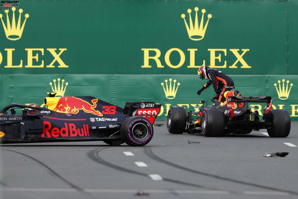 Eine Mischung aus Übermut, Leichtsinn und Pech haftet auch in der ersten Saisonhälfte 2018 an Verstappens Fersen. Der große Red-Bull-Knall mit Daniel Ricciardo erfolgt in Baku, schon davor verstrickt er sich in Scharmützel ...