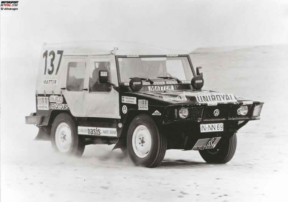 Im Jahr 1980 setzt Volkswagen erstmals eine Duftmarke im Rallyesport. Freddy Kottulinsky und Gerd Löffelmann holen in einem Iltis für die Wolfsburger den ersten Gesamtsieg bei der Rallye Dakar.