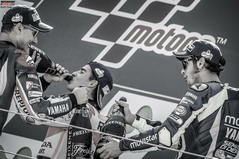 Randnotiz: In den drei letzten Rennen des Jahres in Australien, Malaysia und Valencia punkten Rossi und Lorenzo besser als Marquez. Das macht am Ende allerdings keinen Unterschied mehr. In der Endabrechnung fehlen dem 