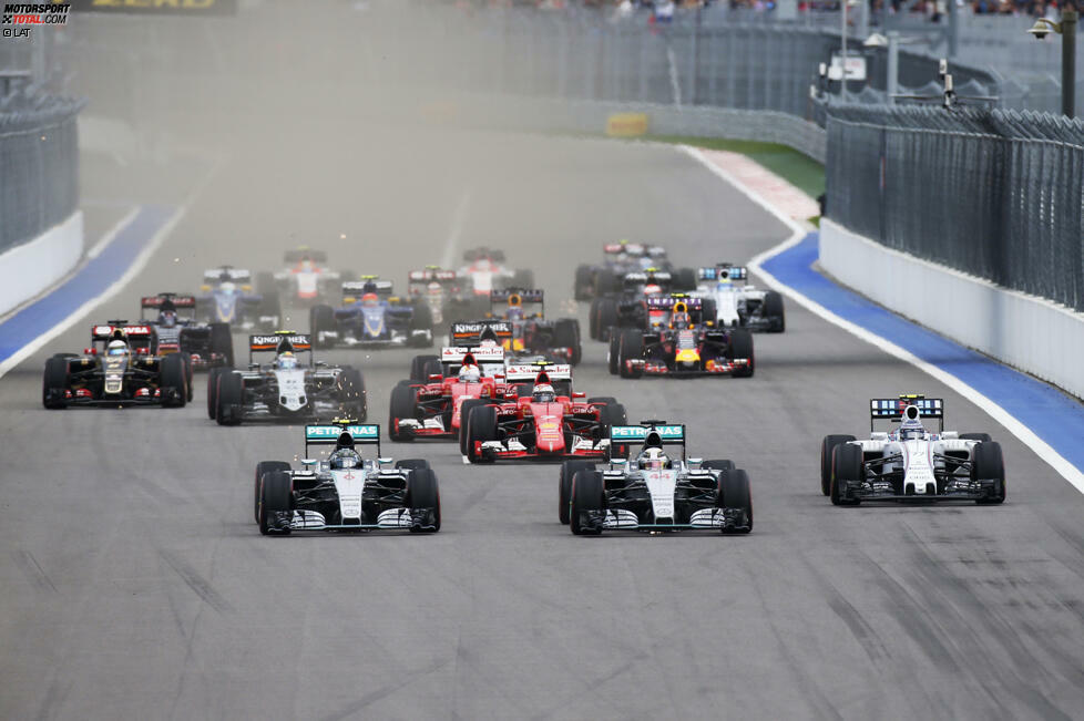 Die Mercedes-Dominanz unterstreicht das Qualifying. Lewis Hamilton stand 2014 auf der Pole-Position, 2015 und 2016 war es Nico Rosberg. In den ersten beiden Jahren standen beide Silberpfeile in der ersten Reihe. 2016 war Valtteri Bottas Zweiter, nachdem Sebastian Vettel um fünf Plätze zurückversetzt wurde und Hamilton nicht in Q3 fuhr.