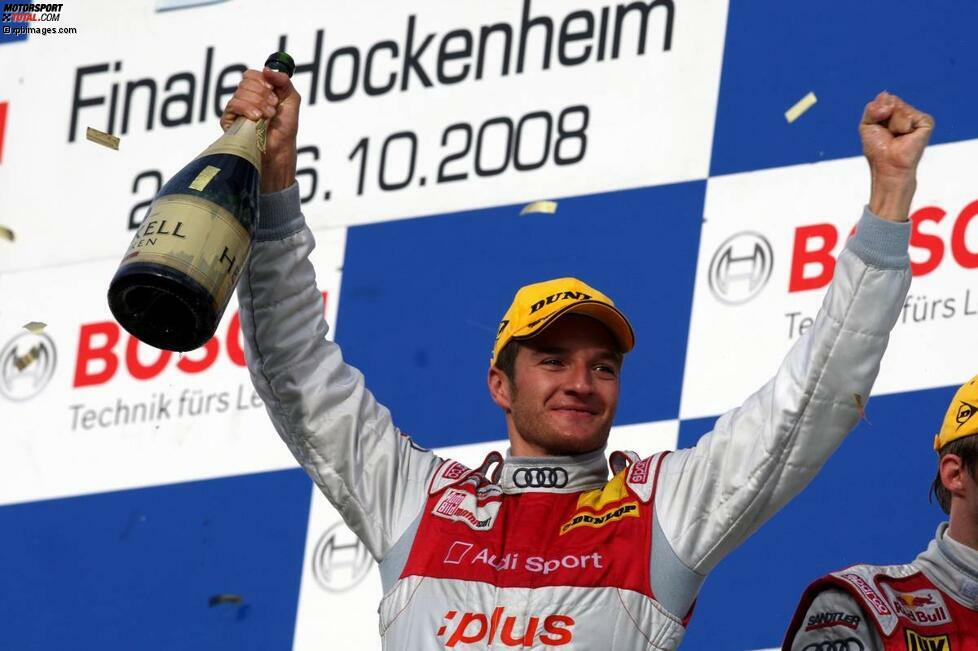 Finale Hockenheim 2008: Audi-Fahrer Timo Scheider sichert sich den Sieg und den ersten von zwei DTM-Meistertiteln.