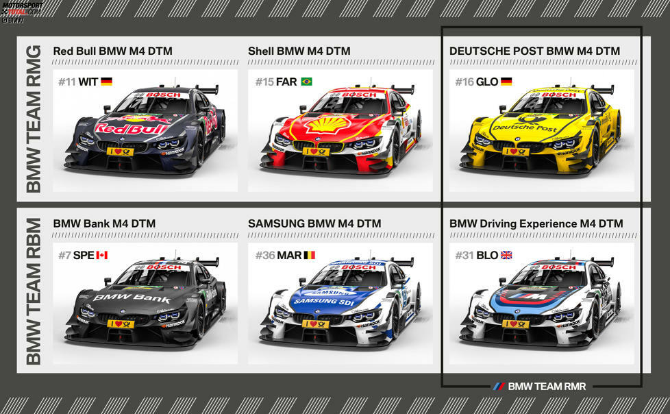 Die Teams und Designs von BMW für die DTM-Saison 2017 in der Übersicht