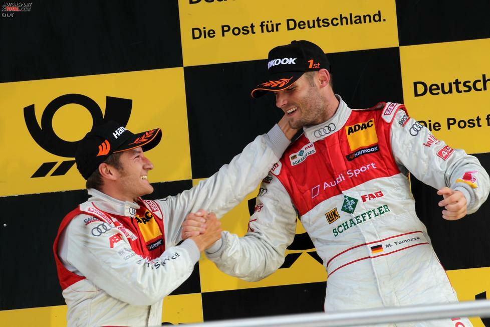In der Saison 2011 reicht es für Timo Scheider nur noch zu einem Podiumsrang: Platz zwei am Lausitzring hinter Markenkollege Martin Tomczyk.
