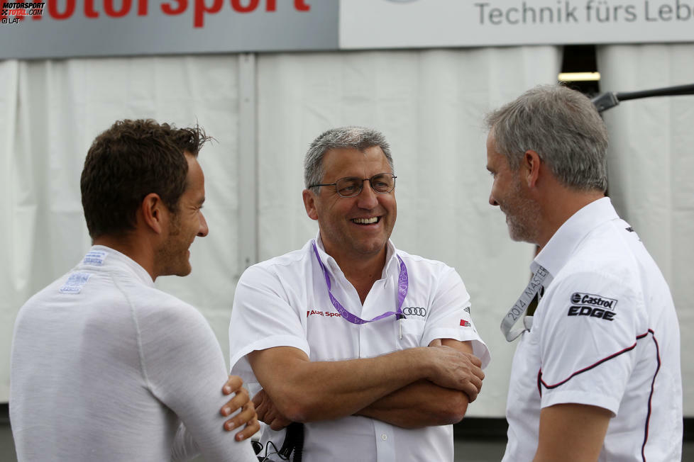 2014 wechselt Scheider dann erneut das Audi-Team und fährt für die Phoenix-Mannschaft von Ernst Moser (Bildmitte).
