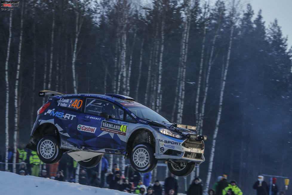 Auch die schwächeren WRC2-Boliden bringen am Colin's Crest ordentlich Luft unter die Räder.