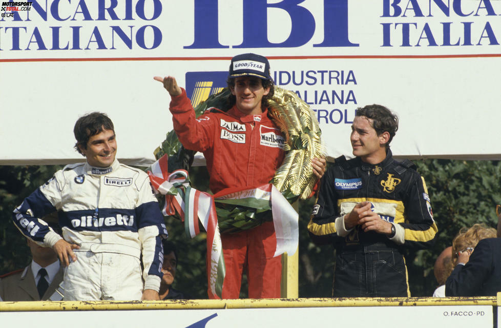 Formel-1-Saison 1985: 8 verschiedene Sieger in 16 Rennen - Alain Prost (5), Michele Alboreto, Nigel Mansell, Keke Rosberg, Ayrton Senna (je 2), Elio de Angelis, Niki Lauda, Nelson Piquet (je 1)