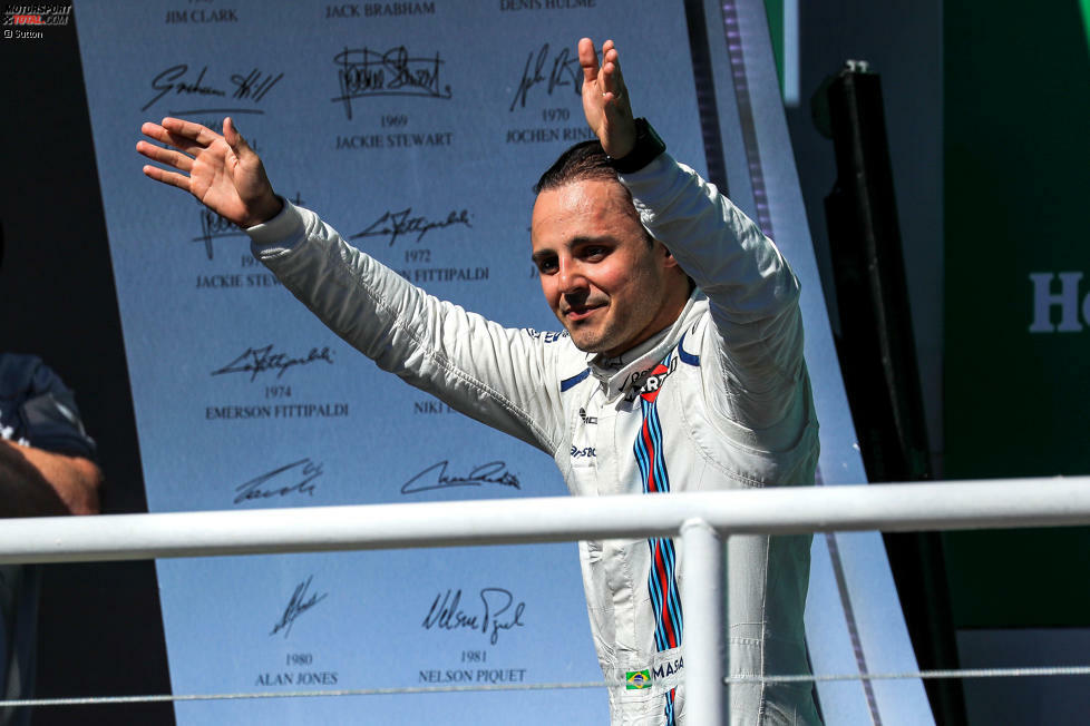 Weniger tragisch ist das Aus für Felipe Massa: Der 36-jährige Brasilianer, der 2008 für ein paar Sekunden Weltmeister war, tritt diesmal wirklich zurück. Und er darf froh sein, die Karriere unverletzt überstanden zu haben, denn 2009 zog er sich in Ungarn bei einem Crash schwere Gesichtsverletzungen zu. Pippo, wir werden Dich vermissen!