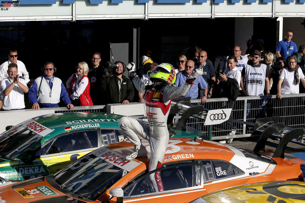 17. Hockenheim-Finale, Samstag: Wie schon beim Saisonauftakt gewinnt Jamie Green auch beim Finale in Hockenheim. Der Audi-Pilot kommt vor Markenkollege Mike Rockenfeller und BMW-Pilot Timo Glock ins Ziel und feiert seinen dritten Saisonsieg.