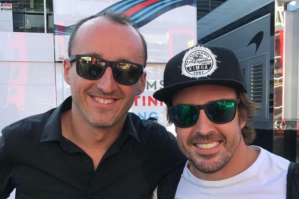 Alte Freunde: Fernando Alonso hält Robert Kubica für einen der besten Formel-1-Fahrer. Der Pole arbeitet gerade an seinem Comeback, führt in Monza Gespräche, marschiert in Zivilkleidung durch den Paddock. Meistens hält er sich bei Pirelli auf, quasi in einer neutralen Zone. Die größten Chancen hat er bei Renault.