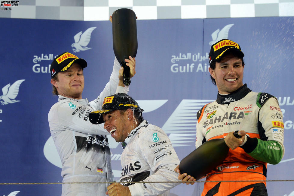 Fünf weitere Piloten aus dem aktuellen Starterfeld standen in Bahrain schon auf dem Podium. Lewis Hamilton gelang dieses Kunststück fünfmal, Felipe Massa, Fernando Alonso und Sebastian Vettel dreimal, und Sergio Perez fuhr 2014 auf Force India zu Platz drei.