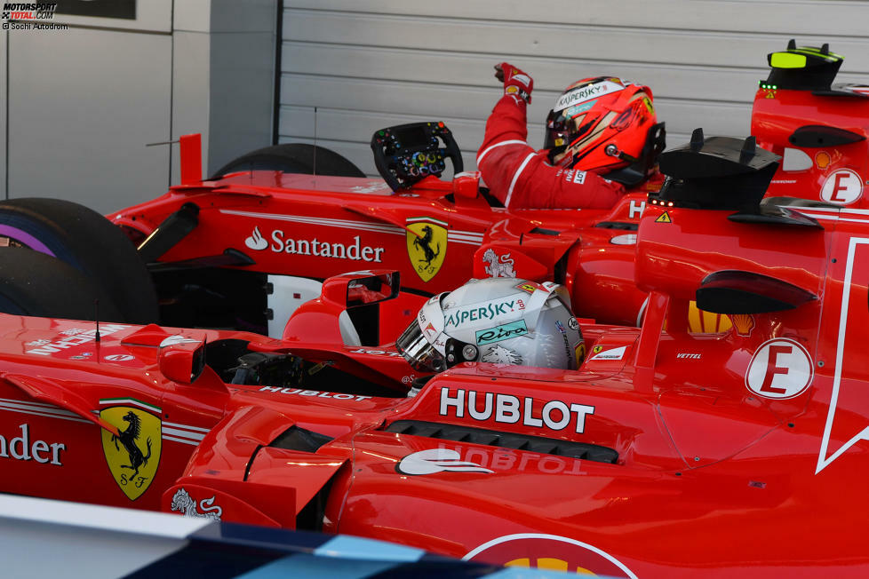 Schließlich ist Sotschi für Ferrari ein gutes Pflaster. Nach bis dahin dominanten Trainingsleistungen sichert sich die Scuderia ihre erste Doppel-Pole seit Magny-Cours 2008 (Kimi Räikkönen und Felipe Massa). Dass es Vettel macht und nicht Räikkönen, entscheidet sich durch einen Fehler des 