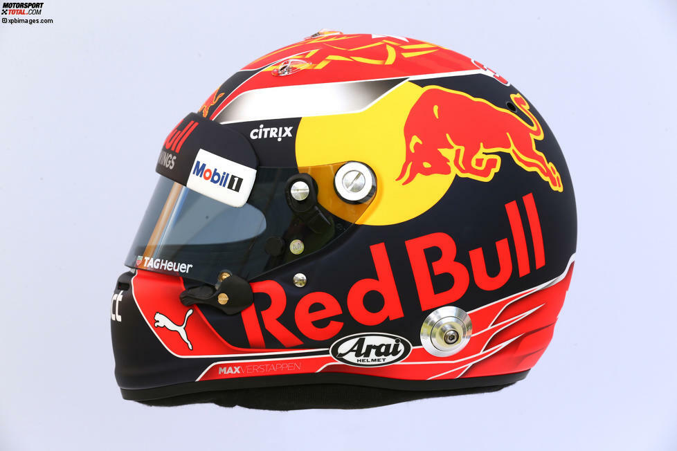 Max Verstappen (#33, Red Bull): Beim niederländischen Teamkollegen sieht es ähnlich aus, wenngleich die Grundfarben andere sind.