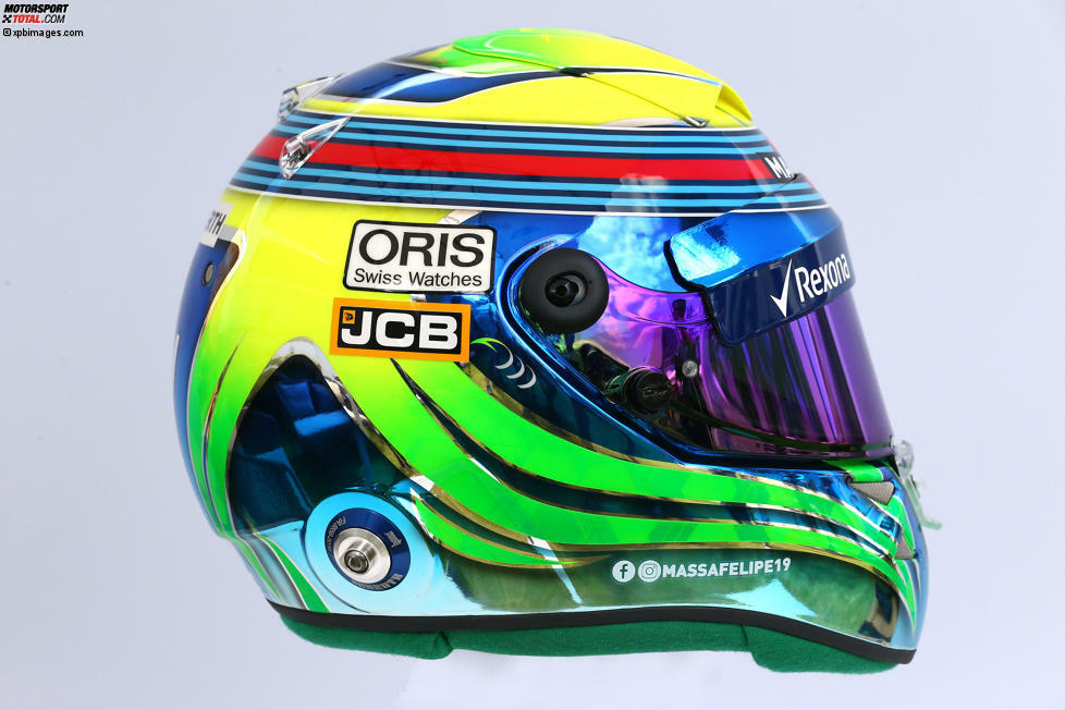 Felipe Massa (#19, Williams): Wer hätte gedacht, dass wir diese Farben 2017 doch noch in der Formel 1 sehen? Der Brasilianer bleibt sich farblich treu.