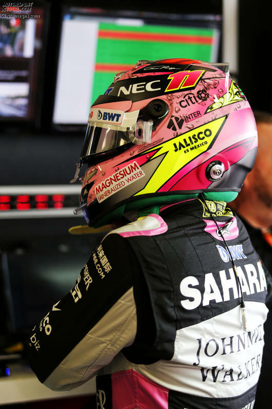Sergio Perez (#11, Force India): Der Mexikaner hat aufgrund des neuen Teamsponsors noch kurz vor der Saison auf ein rosa Design gewechselt.