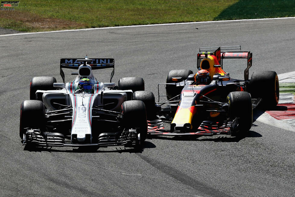Es geht um den siebten Platz zwischen Massa und Verstappen, als die beiden in der ersten Schikane aneinandergeraten. 