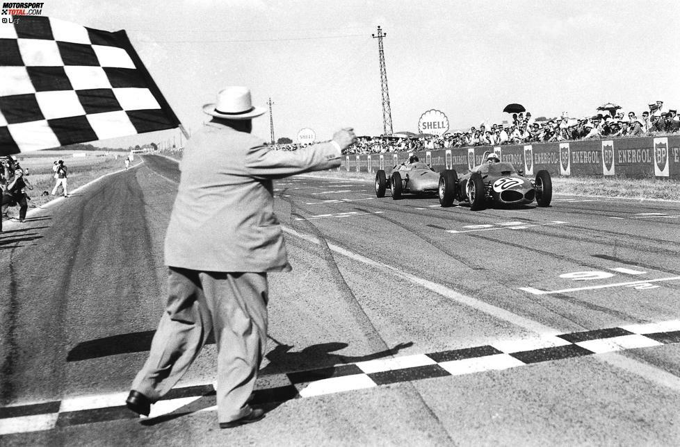 Platz 6: Das perfekte Debüt liefert Giancarlo Baghetti (Ferrari) beim Frankreich-Grand-Prix 1961 ab. Er gewinnt das Rennen in Reims als Neuling mit ebenfalls 0,100 Sekunden Vorsprung auf Dan Gurney (Porsche) nach einem nicht enden wollenden Windschatten-Duell. Anzumerken ist, dass damals nicht genauer gemessen wurde.