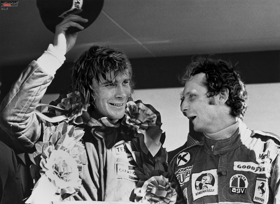 Niki Lauda (Großbritannien 1976) - 1976 ist das Jahr von James Hunt. Der Brite gewinnt in dieser Saison nicht nur den Titel, er triumphiert auch erstmals vor seinem Heimpublikum in Brands Hatch. Den Sieg darf Hunt allerdings nicht behalten, weil er die erste Runde nach einem Startcrash nicht ordnungsgemäß beendet hatte - Disqualifikation!