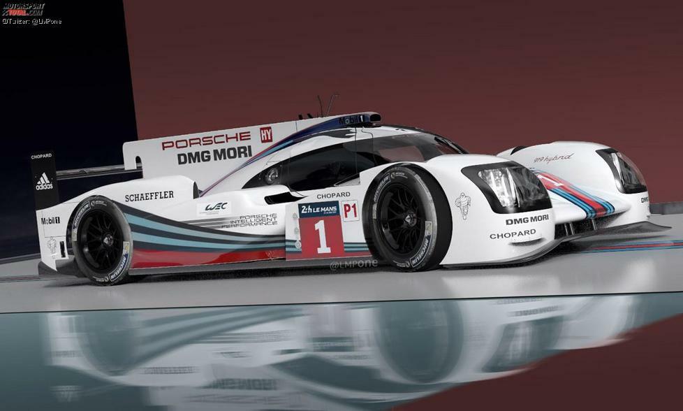 Dezent und genug Spiel- und Freiraum für die aktuellen Partner und Sponsoren. So könnte die klassische Martini-Lackierung am Porsche 919 Hybrid sichtbar werden, ohne zu sehr im Vordergrund zu stehen.