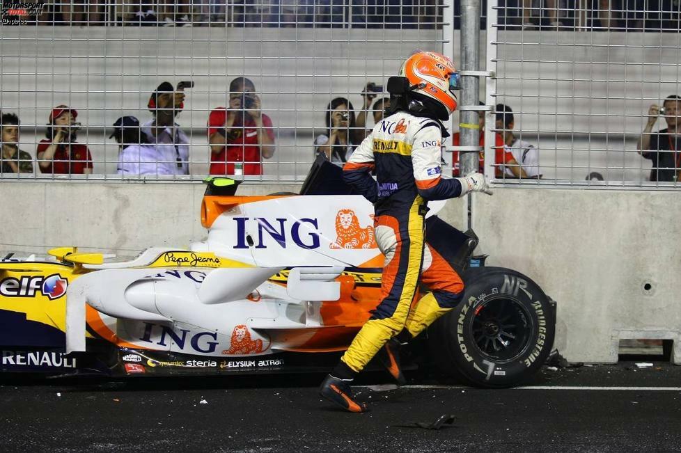#4: Nelson Piquet jun. & Flavio Briatore, Singapur 2008: Der Renault-Teamchef weist seinen Fahrer an, einen Unfall zu bauen und eine Safety-Car-Phase auszulösen, damit Stallkollege Fernando Alonso gewinnt. Der Plan geht auf, doch ein Jahr später (als Piquet rausgeworfen wird) fliegt der 