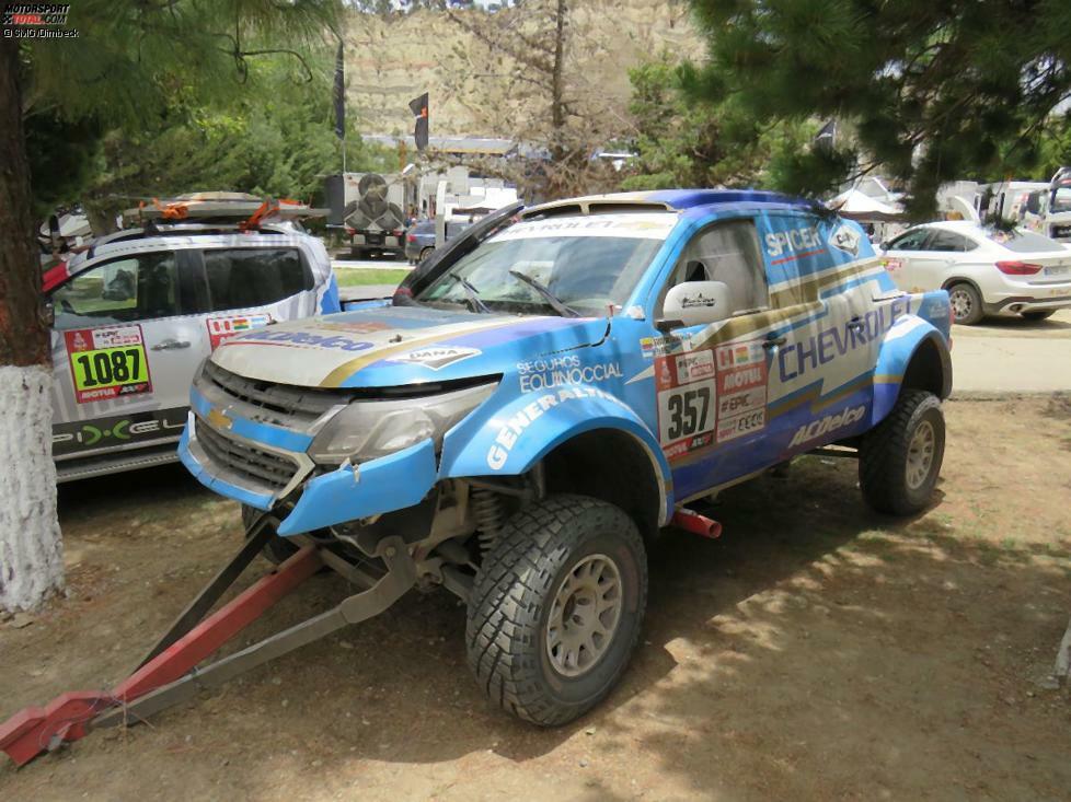 Den Chevrolet Colorado des Ecuadorianers Sebastian Guayasamin hat es auch schon im Laufe der zweiten Etappe erwischt.