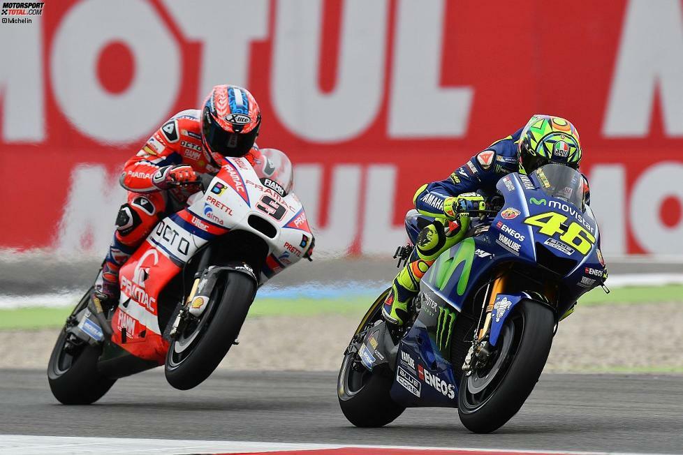 Zwei Rennen später macht Petrucci in Assen bis zur Ziellinie Druck auf Valentino Rossi. Nur 0,063 Sekunden fehlen auf seinen ersten Grand-Prix-Sieg.