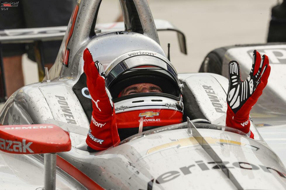 Die süßeste Runde seines Lebens führt Will Power direkt in die Victory Lane. Schon im Cockpit schreit er sich vor Freude die Seele aus dem Leib...