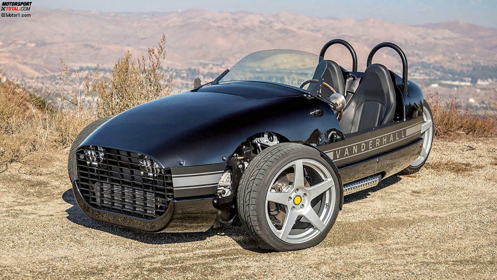 Vanderhall Venice:Mehr als außergewöhnlich ist dieses Dreirad namens Venice. Gebaut wird es seit 2010 von Vanderhall aus Provo, Utah. Vorne ackert ein 1,4-Liter-Vierzylinder mit 200 PS. 0-60 mph schafft das Spaßgefährt in 4,5 Sekunden. Auf den Venice folgten ein Elektro-Prototyp namens Edison² und der luxuriöser ausgestattete Laguna, ...