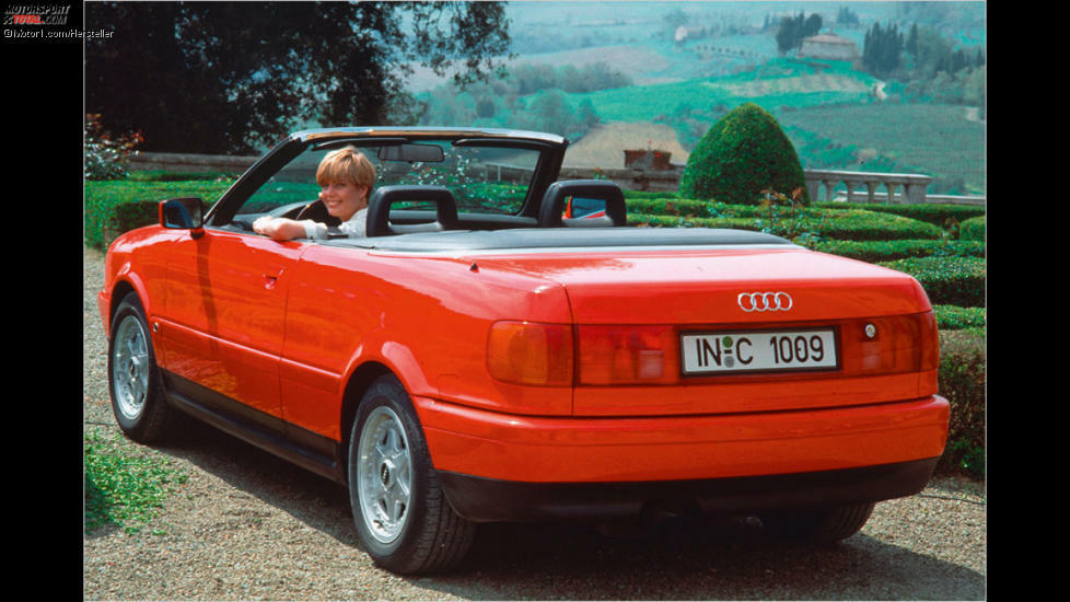 Audi Cabriolet (1991): Das erste Cabrio in der jüngeren Geschichte von Audi. Und dazu noch formschön und dank Vollverzinkung rostresistent. Genug Argumente, um sich das mit dem Audi 80 verwandte Audi Cabriolet wegzustellen.