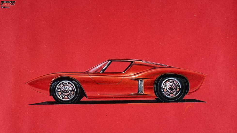 Ford Zweisitzer mit Mittelmotor (1963): Auf Basis des Ford Mustang I Concept von 1962 tüftelte man 1963 an einem extravaganten Zweisitzer mit Mittelmotor. Sein Design erinnert nicht nur an den Ford GT40, sondern auch an europäische Sportwagen der 1960er-Jahre.