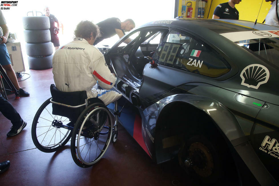 Zanardis Handicap: BMW gab sich redlich Mühe, das Auto so umzubauen, dass er sogar ohne Beinprothesen antreten konnte. Was sie nicht beeinflussen konnten war das Wetter, auf das sich der Italiener bei jeder Session neu einstellen musste.