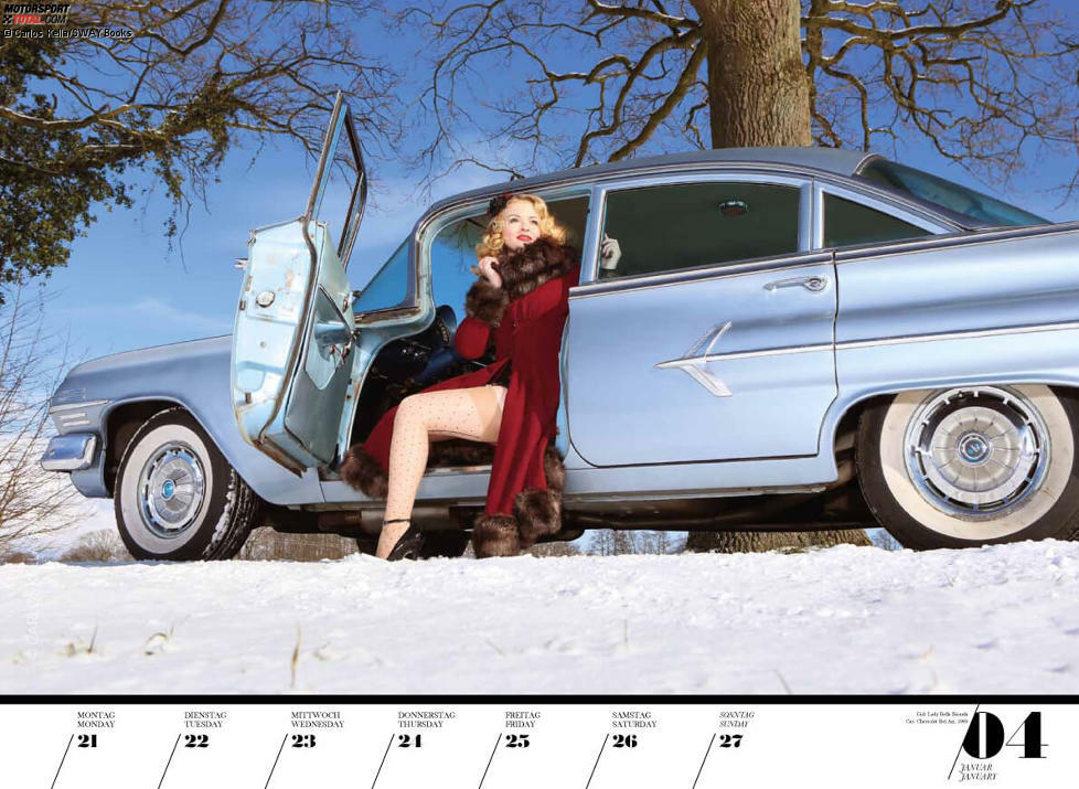 Girls & legendary US-Cars 2019, Woche 4: Lady Bella Bionda in einem Chevrolet Bel Air von 1960