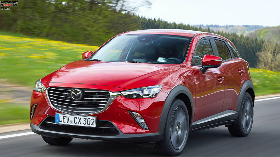 #13 Mazda CX-3 Skyactiv-G 120: 
Ab Sommer 2018 steht der 4,27 Meter lange Mazda CX-3 mit einem kleinen Facelift bei den Händlern. Alle Motoren erreichen dann die Abgasnorm Euro 6d-Temp. Wem das nicht so wichtig ist, der kann auf Sonderpreise für das 