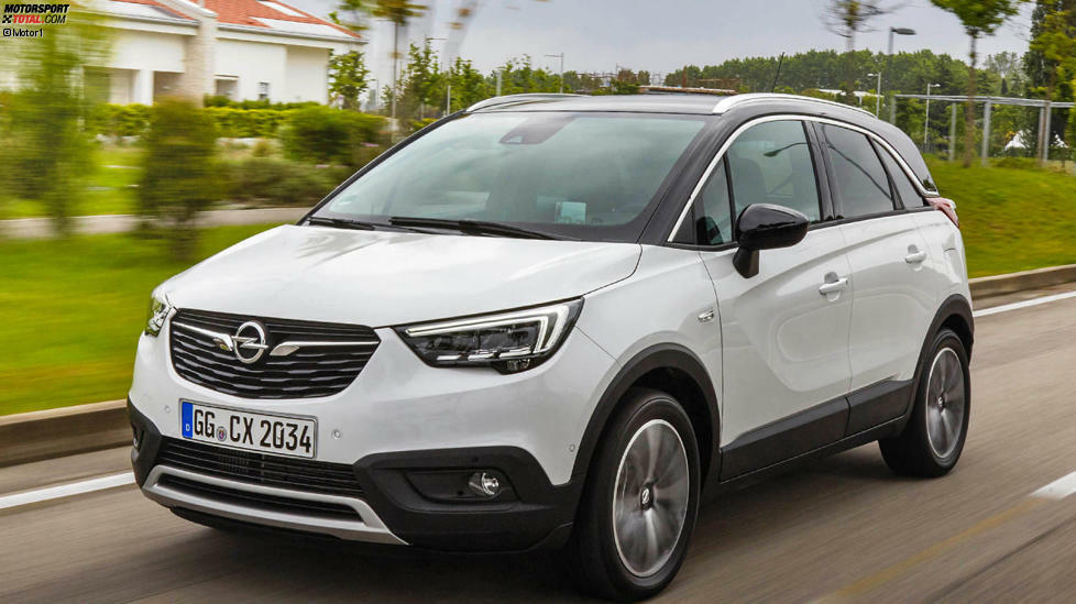 #10 Opel Crossland X 1.2: 
Als erstes Produkt aus der Zusammenarbeit mit dem französischen PSA-Konzern kam 2017 der Opel Crossland X auf den Markt. Das 4,21 Meter lange SUV mit Van-Elementen weist deshalb an der Basis für 16.990 Euro einen 1,2-Liter-Sauger mit 81 PS auf, wie er auch in Modellen von Citroën und Peugeot zum Einsatz kommt.